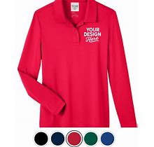 Custom Team 365 Zone Performance Long Sleeve Polo T-Shirt In Sport Red Size 4XL Polyester | Rushordertees | Sample
