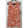 Scarlett Dress Size 6 Orange Leaf Shift V-Neck Sleeveless Womens B39
