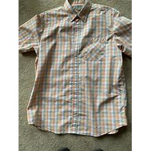 Sun River Clothing Co. Mens Button Down Short Sleeve Shirt Apricot