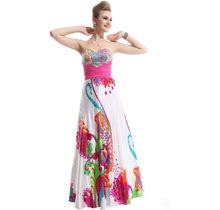 Multi-Colored Strapless Maxi Dress