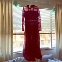 Milumia Dresses | Milumia Burgundy Vintage Floral Lace Long Dress | Color: Red | Size: 6