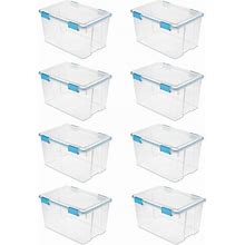 Sterilite 54 Qt. Gasket Box In Clear With Blue Latches, (8-Pack) 19344304