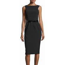 David Meister Dresses | David Meister Women's Size 0 Black Crepe Midi Sheath Dress | Color: Black | Size: 0