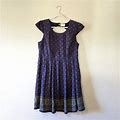 Modcloth Dresses | Navy Paisley A-Line Dress With Open Back | Color: Blue/Green | Size: 1X