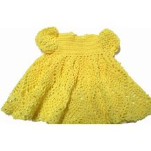 Preemie Crochet, Baby Dress, Preemie Lace Dress, Yellow Dress, Preemie Reborn Doll Dress .