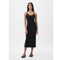 Women's Modern Rib Midi Tank Dress By Gap Black Petite Size M