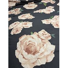 Pottery Barn Duvet Cover FULL QUEEN Bed Of Roses Black Pink Cotton Emily Meritt