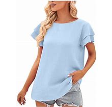 T Shirts For Women, Women's Soft T Shirts Short Sleeve Vintage Tees Women Pack Of Shirts Crewneck Women's Fashion Casual Cotton Double Layer Short To