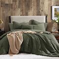 Geniospin 7-Piece Queen Comforter Set - Solid Bedding With Sheets And Shams For All Seasons (Dark Green)