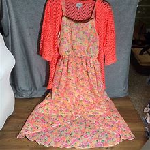 D Signed Disney Dresses | Fluorescent Orange Sleeveless Dress With Cardigan | Color: Orange | Size: Lg