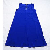 Msk Women's Petite Solid 3-Ring Detail Sleeveless Dress Be5 Blue Small