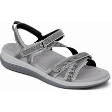 Arch Support Morton's Neuroma Sport Sandals, Waterproof, Women's Sport Sandals | Orthofeet Comfortable Sandals, Lake, 6.5 / Wide / Gray