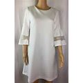 Nyc White Stretch Bell Sleeves Lace Trimmings,Pockets Sz M Shift Dress