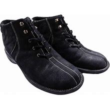 White Mountain Shoes | White Mountain Lisa Ankle Boots Black Suede Nubuck Leather Lace Up Size 8 1/2 | Color: Black | Size: 8.5