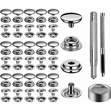 240 Pieces Stainless Steel Snap Fastener Kit, Betterjonny 15mm Snap Button Press Stud Cap With 3 Setting Tools Storage Box For Marine Boat Canvas