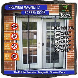 Thefitlife Double Door Magnetic Screen - Mesh Curtain With Full Frame Hook & Loop Powerful Magnets, Snap Shut Automatically For Patio, Sliding Or