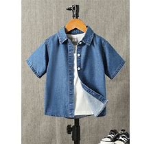 Boys' Vintage Basic Loose Comfortable Denim Jacket For Casual Outfit,6Y
