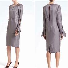 Banana Republic Dresses | Banana Republic Heritage Silk Seamed Midi Sheath Dress, Luxe Gray, Size Xs, Nwt | Color: Silver | Size: Xs