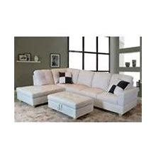 Lifestyle Furniture Urbania Left Hand Facing Sectional Sofa- White - 35 X 103.5 X 74.5 in.