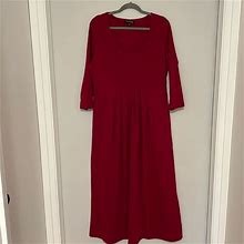 Chadwicks Dresses | Chadwicks Red Scoop Neck Pleated Dress | Color: Red | Size: Xl