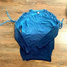 Venus Sweaters | Blue Sweater With Ties Along Sleeves. So Cute With Leggings Or Jeans | Color: Blue | Size: Xs