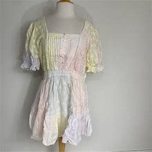 Loveshackfancy Dresses | Loveshackfancy Tomasina Puff Sleeve Rainbow Ombre Peasant Mini Dress Size Large | Color: Pink/Yellow | Size: L