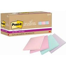 Post-It, Recycled Super Sticky Notes - 70 - 3 X 3 - Square - 70 Sheets Per Pad - Wanderlust Pastels - Adhesive - 24/Pack, MMM654R24SSNRP | By Cleanltsupply.Com