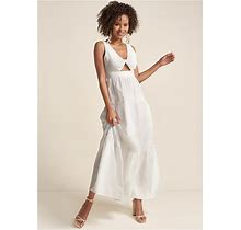 Women's Twist Front Maxi Dress - White, Size 16 By Venus