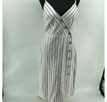 Forever 21 Dress Striped Wood Button Look Nautical Beach Summer Sz M