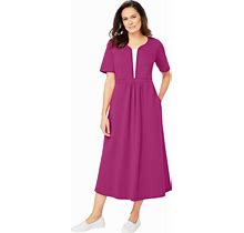 Plus Size Women's Layered Knit Empire Dress By Woman Within In Raspberry (Size 3X)