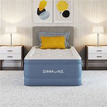 Simmons Rest Aire 17" Comfort Top Inflatable Twin Air Mattress With Surelock Built In, Auto Shut Off Pump, Blue | Back To College | Dorm Essentials