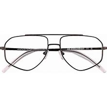 Shiny Black Aviator Titanium Eyeglasses Online - Full-Rim - Hercules - 1.5 Clear Single Vision Lenses