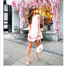 Loft Dresses | Loft Sleeveless Ruffle Hem Pink Dress Size 12 Petite | Color: Pink | Size: 12P