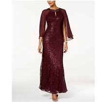 Slny Womens Purple Sequined Lace Flutter Sleeve Halter Formal Dress 6