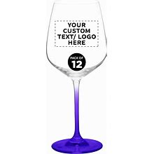 DISCOUNT PROMOS Crystal Wine Glasses 17.5 Oz. Set Of 12, Bulk Pack - Restaurant Glassware, Perfect For Red Wine Or White Wine - Purple