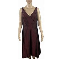 Ann Taylor Women's Burgundy A-Line Empire Silk Casual Dress Size - 10