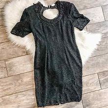 Stenay Black 80S Vintage Beaded Elegant Dress Size 4