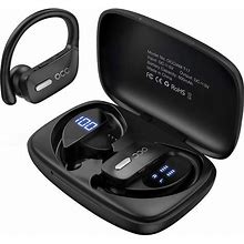 Occiam Wireless Earbuds Bluetooth Headphones 48H Play Back Earphones In Ear Waterproof With Microphone LED Display For Sports Running Workout Black