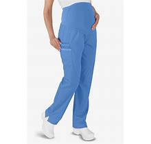 UA Butter-Soft STRETCH Women's 6-Pocket Knit Waist Maternity Scrub Pants - Plus Size 2X - Ceil Blue