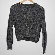 Harper Canyon Sweater Black Metallic Shimmer Threads Crew Neck Girls S