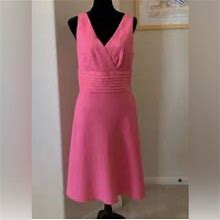 Loft Dresses | Pink Linen Ann Taylor Loft Dress With Lining | Color: Pink | Size: 4