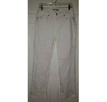 Chicos Platinum White Stretch Cotton Straight Leg Jeans 8