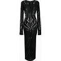 Versace - Semi-Sheer Long-Sleeve Dress - Women - Viscose/Polyamide - 44 - Black