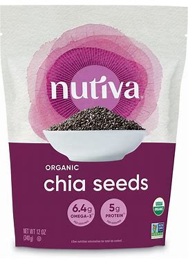 Nutiva Organic Premium Raw Black Chia Seeds, 12 Oz, USDA Organic, Non-GMO, Whole 30 Approved, Vegan, Gluten-Free & Keto, Nutrient-Dense Seeds With