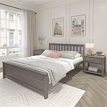 Plank+Beam Solid Wood Queen Bed Frame, Platform Bed With Headboard, Clay