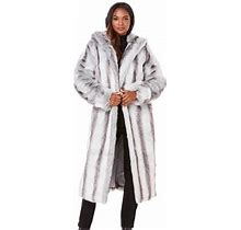 Roaman's Women's Plus Size Full Length Faux-Fur Coat With Hood Coat