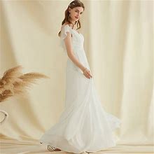 JJ's House Wedding Dress Bridal Dress Ivory Long V-Neck A-Line Chiffon 2024