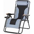 Outsunny Black Zero Gravity Metal Outdoor Lounge Chair Recliner With Cushing