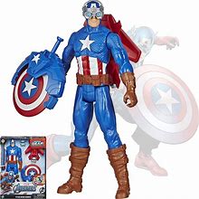 HASBROSERIES Titan Hero Series Captain America 12-Inch Action Figuretoy With Blast Gear Including Launcher, 2 Accessories And Projectile