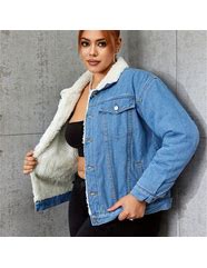 Image result for Plus Size Long Denim Jacket with Hoodie